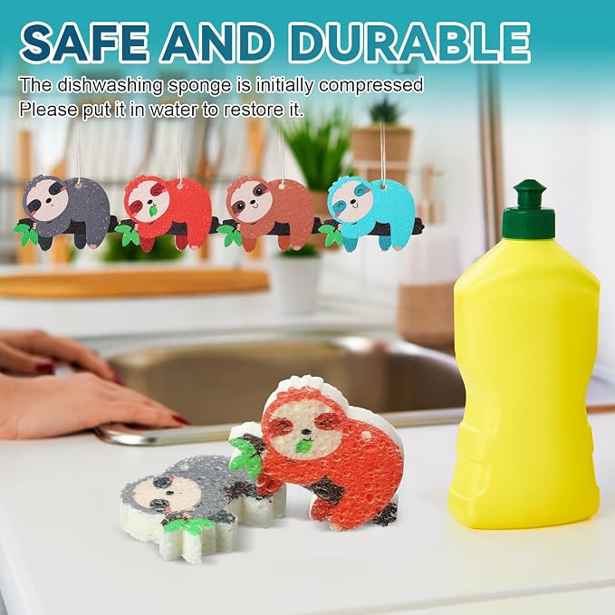 8 Pcs Christmas Sponges Dish Sponges, Cute Kitchen Scrub Sponge, Dual-Sided - Image 3