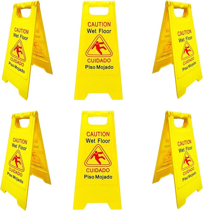 Displayforever 6 Packs Caution Wet Floor Signs by DisplayForever