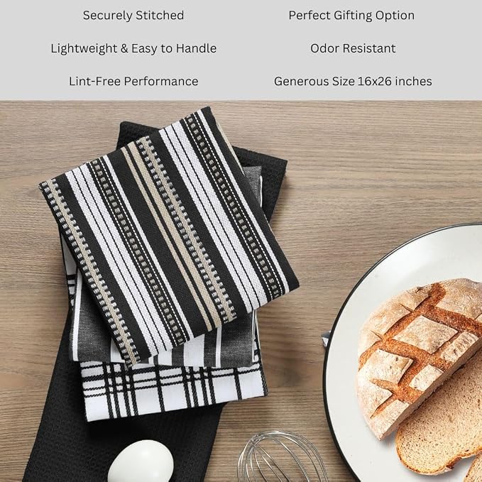 Assorted Kitchen Towels Large 16x26 Inch 100% Cotton Set of 5 - Image 7