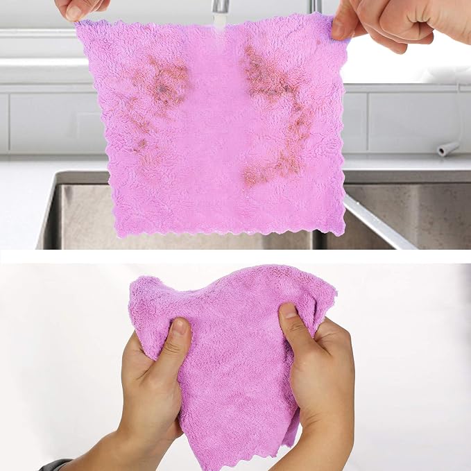 kimteny Cleaning Cloths Kitchen Towels Microfiber Washcloths Lint Free Dish - Image 4