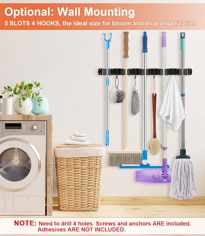 Broom Holder Over The Door Drilling Free Mop and Broom Holder - Image 7