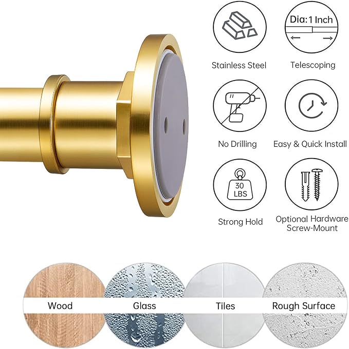 BRIOFOX Industrial Shower Curtain Rod - Image 4