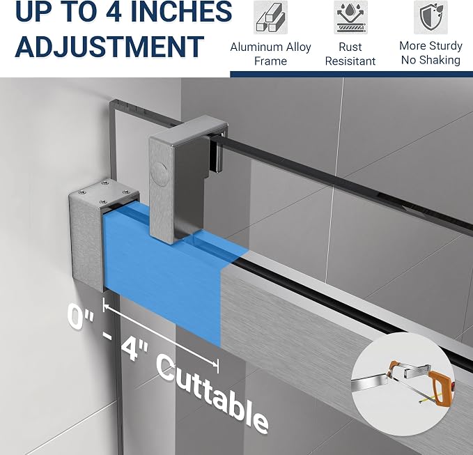 Abruzzo 76" Frameless Shower Door Single Sliding - Image 4