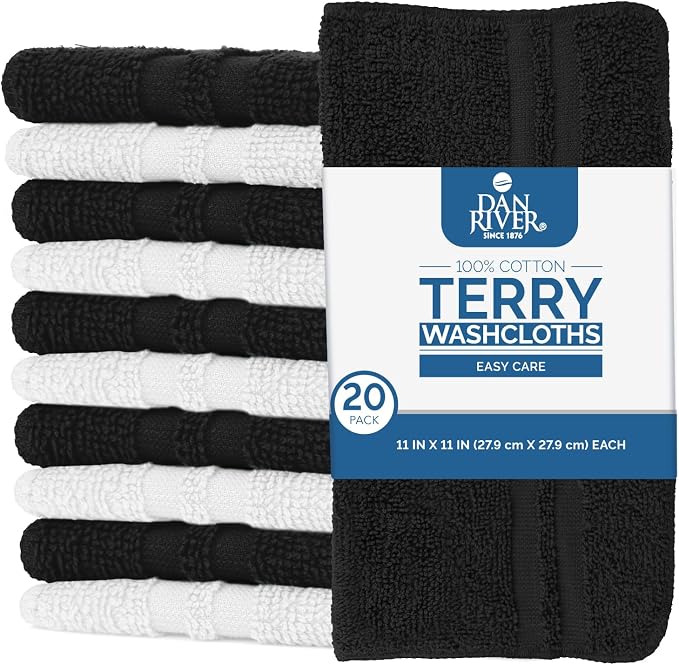 DAN RIVER 100% Cotton Washcloths 20 Pack Premium Quality Face and Body Cloth - Image 2