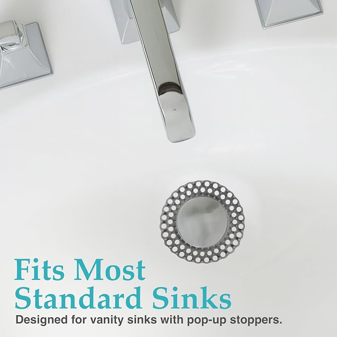 Evriholder Vanity Sink Drain Savers, Secure Fit Hair Catchers Prevent Clogs in - Image 4