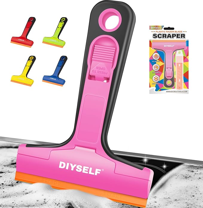 DIYSELF-Razor-Blade-Scraper, 1 Pack Razor Blade Scraper, Extra 5 PCS Orange by DIYSELF