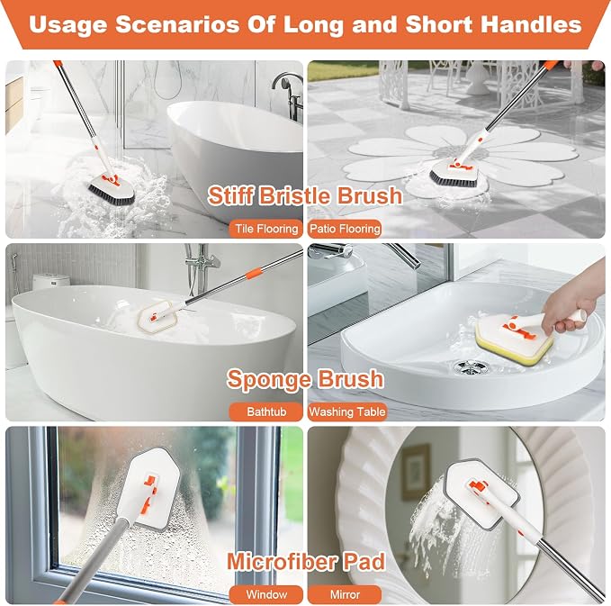 Long Handled Scrub Brush for Shower，3-in-1 Cleaning Brushes - Image 6