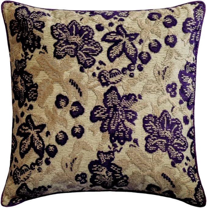 The HomeCentric King/Queen/Twin Purple Designer Queen 74"x18" Bed Runner with 2 Pillow Cover, Floral, Velvet Bed Scarf on Velvet Fabric - Plum Petal