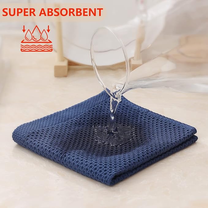 Kitinjoy 100% Cotton Kitchen Dish Cloths, 8 Pack Waffle Weave Ultra Soft - Image 3