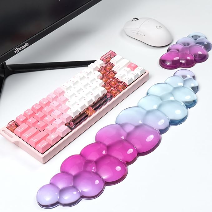 Ergonomic Cloud Silicone Gel Keyboard and Mouse Wrist Rest Set – Clear Wrist by Sumgsn