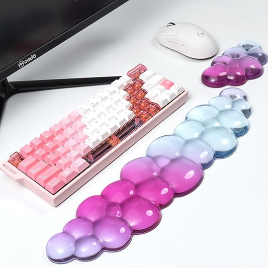 Ergonomic Cloud Silicone Gel Keyboard and Mouse Wrist Rest Set – Clear Wrist by Sumgsn