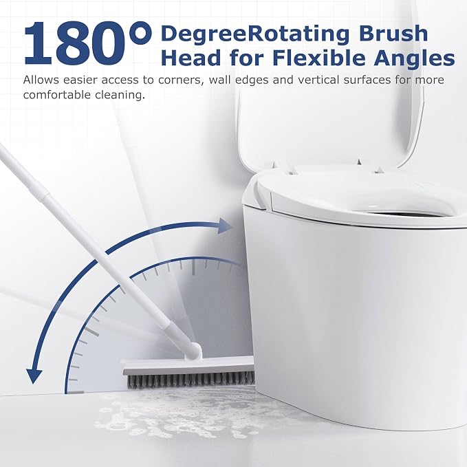 Grout Brush with Long Handle, Floor Cleaning Scrubber with Stiff Bristles - Image 5