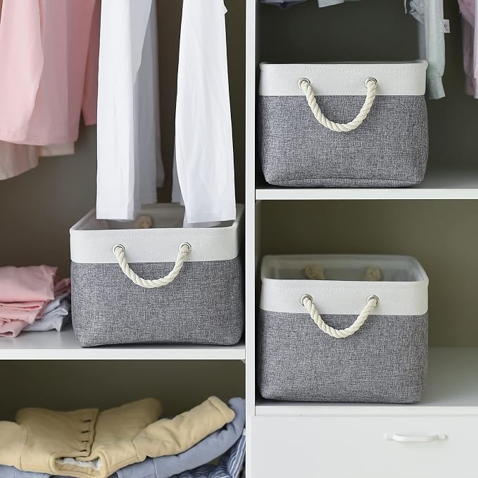 Large Storage Baskets for Shelves, Fabric Baskets for Organizing, Collapsible - Image 2