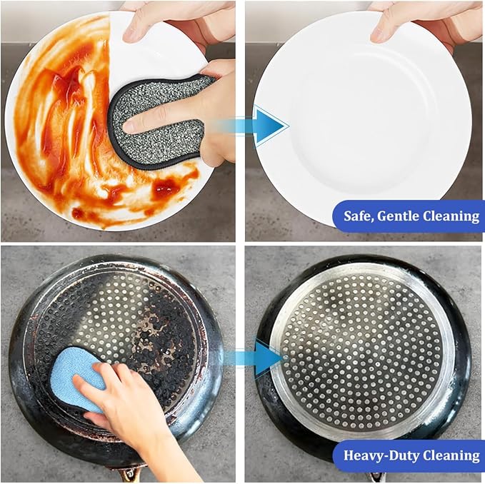 Dish Sponges Kitchen, 12 Pack Multi-Purpose Microfiber Scrub Sponge - Image 5