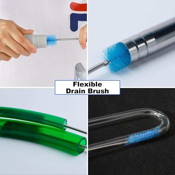Flexible Long Drain Brush, 66 Inch Double Elastic Ended Nylon Cleaner Pipe Brush - Image 5