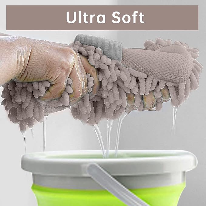 4 Pack Car Wash Mitt, BELPAIR Microfiber Sponge Cleaning Mitten - Image 5