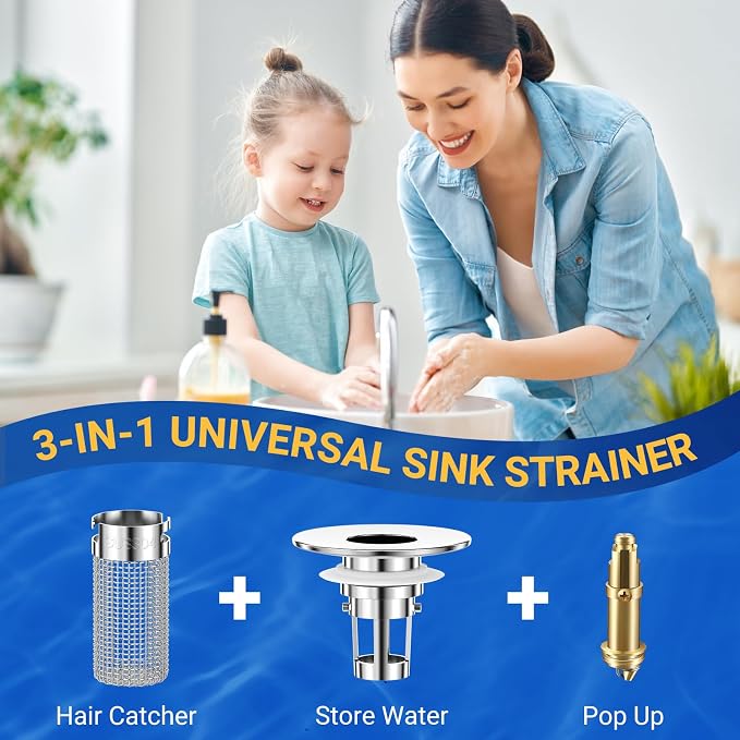 Bathroom Sink Drain Strainer, Pop-Up Bathroom Sink Stopper - Image 7