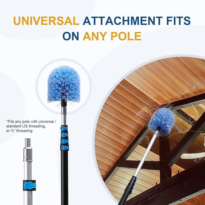 VITEVER Twist-On Cobweb Duster Head Brush, Fits Standard 3/4 inch Threaded Poles - Image 4