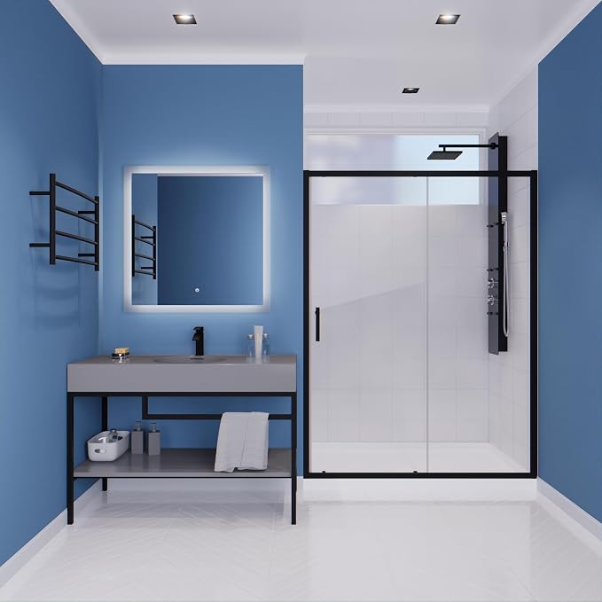 ANZZI 72 x 60 inch Framed Shower Door in Matte Black | Halberd Water Repellent - Image 5