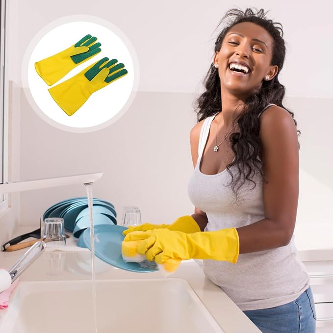 2 Pairs Latex Gloves Kitchen Dishwashing Gloves Kitchen Latex Gardening - Image 8