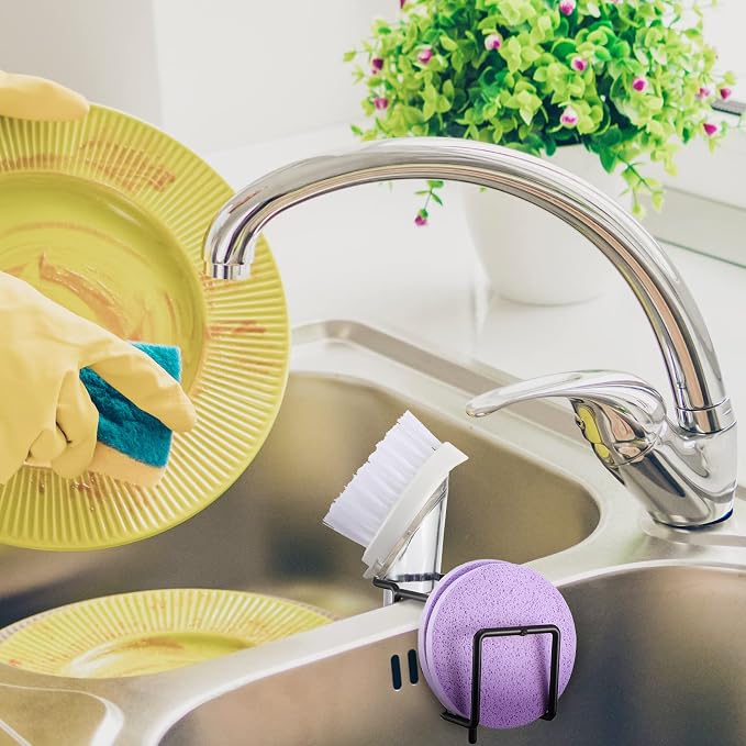 Blulu 2 Pieces Sink Dish Wand Brush Holder Kitchen Sink Caddy Organizer Sponge - Image 7