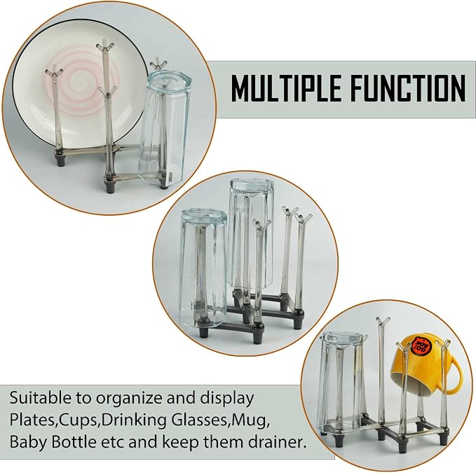 2 Pcs Cup Drying Racks Set, Retractable Drinking Glass & Baby Bottle Drainer - Image 5
