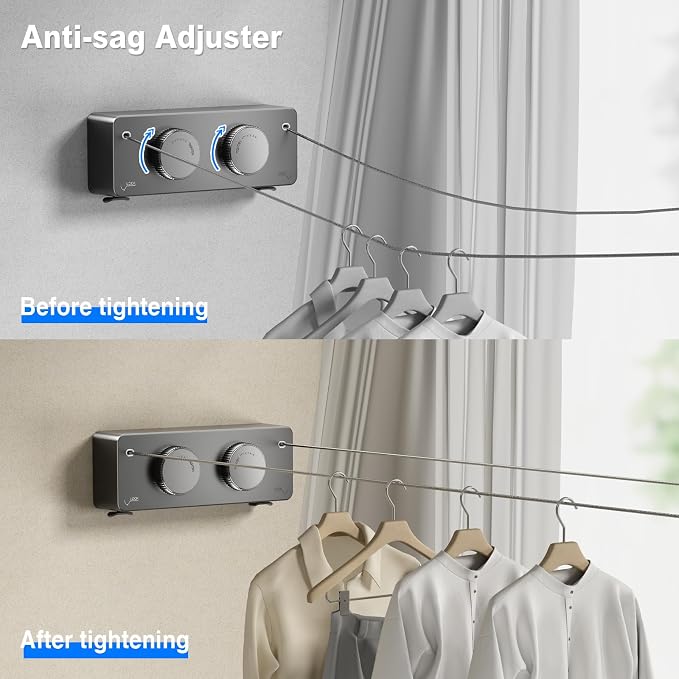 Retractable Twin Clothesline Indoor, Non-Sagging Outdoor Clothes Line - Image 3