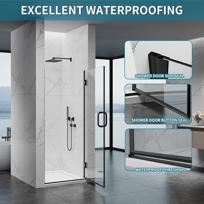 Hinged Shower Door, 3/8" Tempered Glass - Image 6