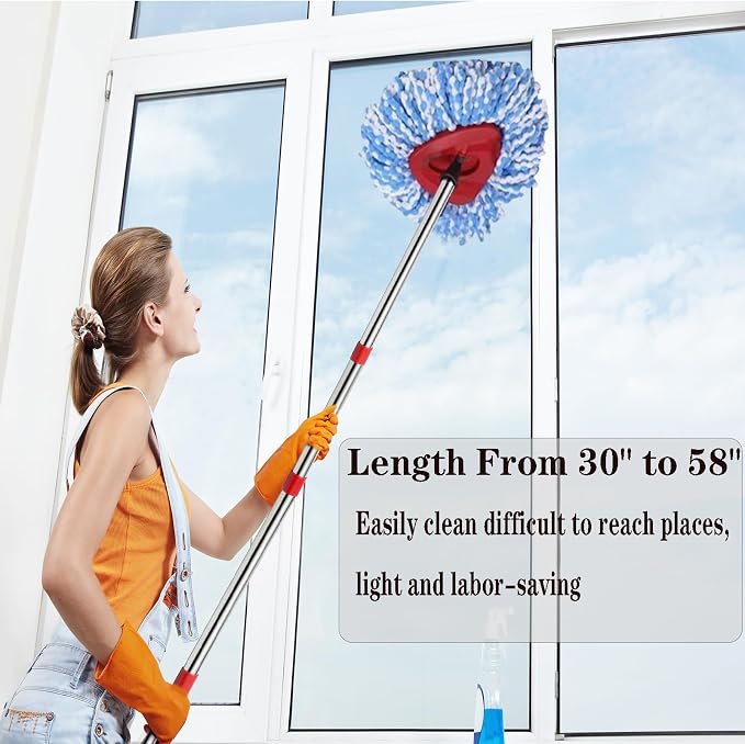 Spin Mop Replacement Handle, 4-Section 30-to-58 inch Mop Replacement Stick - Image 6