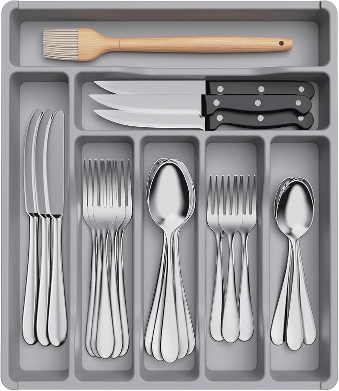 Lifewit Silverware Drawer Organizer Tray, Plastic Cutlery Storage by Lifewit