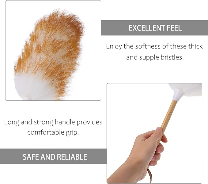 Yardwe Lambswool Duster with Wooden Handle, Anti-Static Home Sweeper Cleaning - Image 9