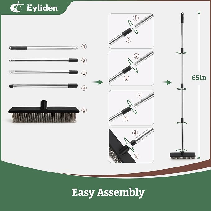 Eyliden Push Broom, Heavy Duty Moss Wire Scrub Brush - Image 6