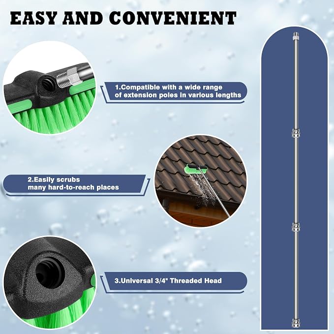 10“ Car Wash Brush Head, Scrub Brush Attachment - Image 7