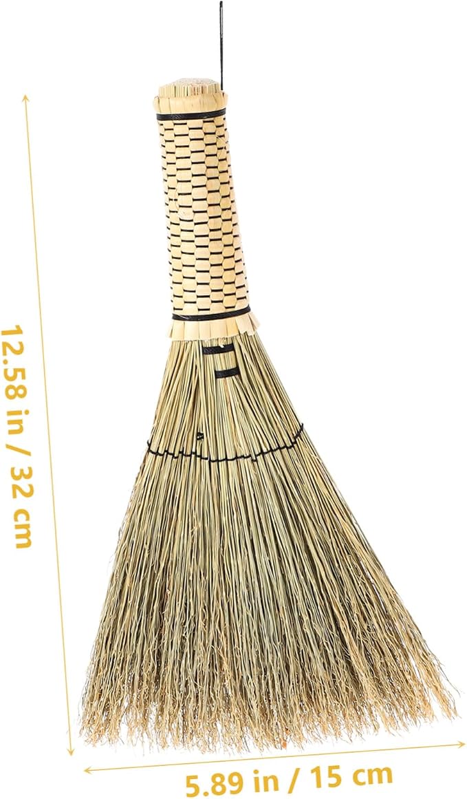 Small Corn Whisk Broom with Short Ergonomic Handle - Image 2