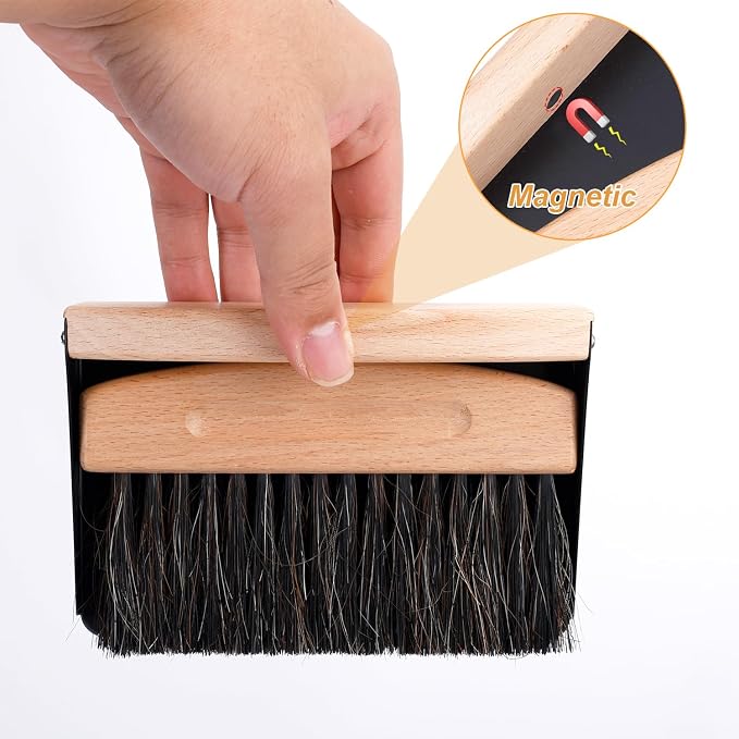 Desktop Broom and Dustpan Set, Mini Dustpan and Brush Set Wooden Handheld Broom - Image 5