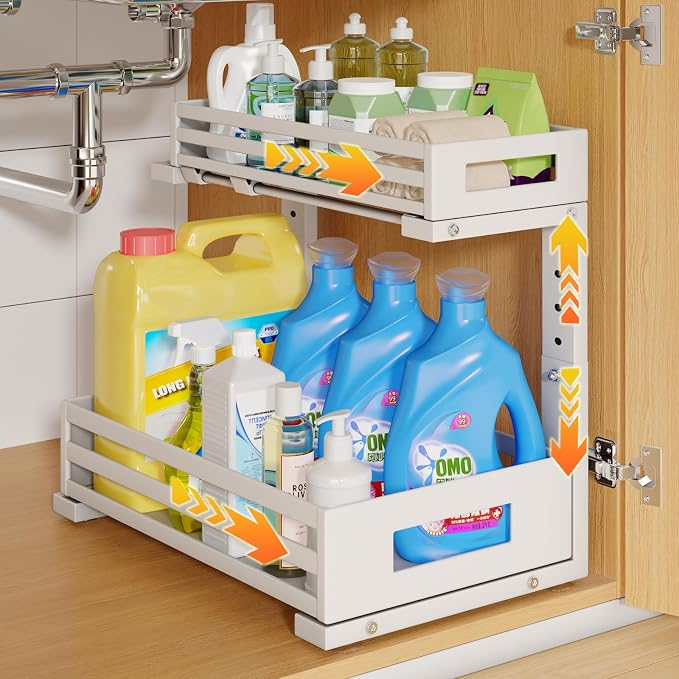 1-Pack Under Sink Organizers and Storage, 2-Tier L Shape Pull Out Cabinet by UnderSinkOrganizer