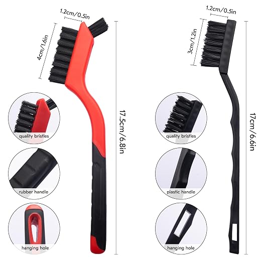 Small Wire Brush Set 6Pcs, Stainless Steel/Brass/Nylon/Bristle Mini Wire Brushes - Image 2