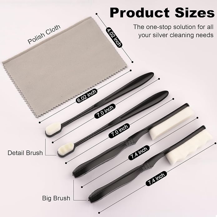 Silver Cleaning Kit with Ultra-Soft Brushes & Polish Cloths – Tarnish Removal - Image 7