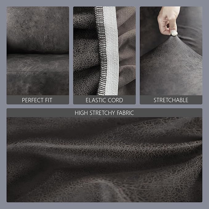 molasofa Leather Like Stretch Futon Slipcover Armless Futon Bed Sofa Cover Furniture Protector with Elastic Bottom, Soft and Washable Futon Cover for Sofa Bed Stay in Place（Medium，Khaki）