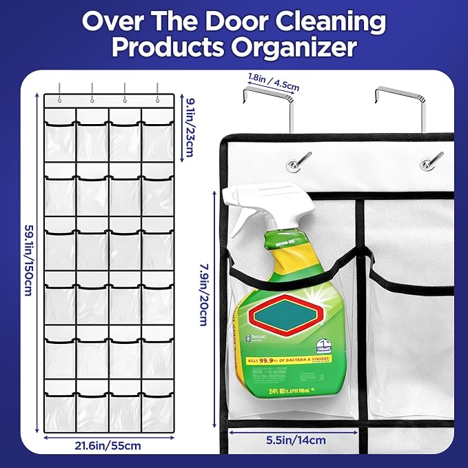 Clear Cleaning Supplies Organizer, Cleaning Products 24 Pockets Large Capacity - Image 3