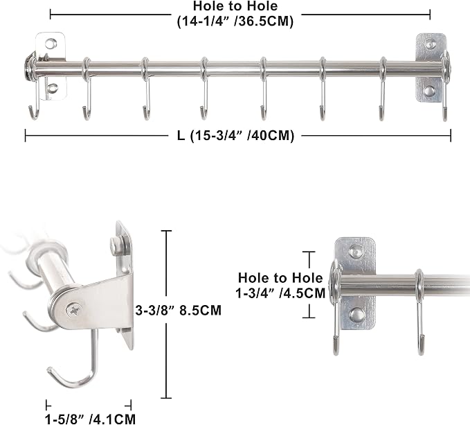 Dseap Kitchen Utensil Holder Hanger, Pot and Pan Rack Wall Mount, Kitchen Rail - Image 5