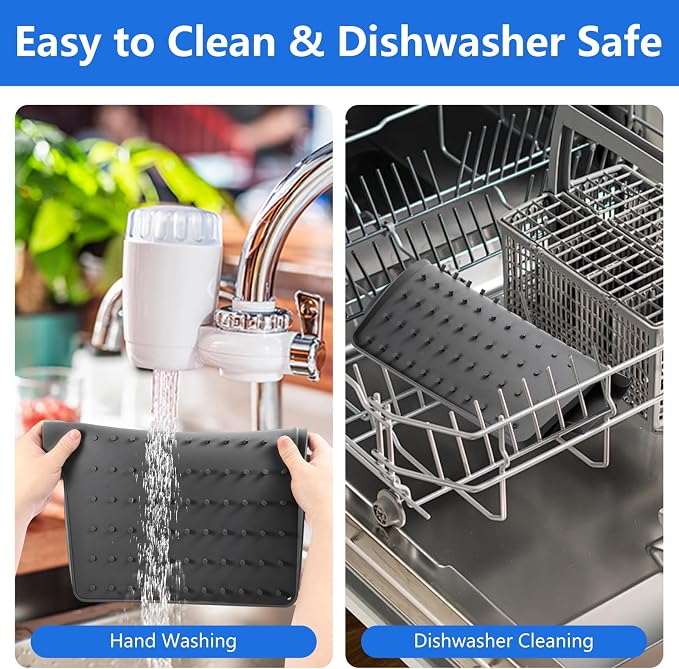 Silicone Dish Drying Mat for Kitchen Counter, Dish Drainer Mat, Non-Slip Drying - Image 4
