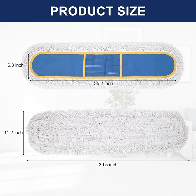 36" Commercial Dust Mop Replacement Heads, 2 Pack Reusable Industrial Dust Mop - Image 3