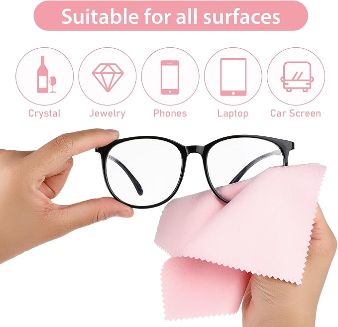 10 Pcs Microfibre Glasses Cleaning Cloths, Soft Glasses Cleaner Cloth Lens - Image 2