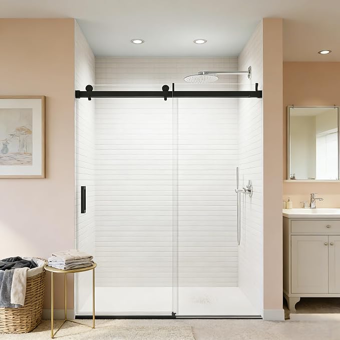 56-60" W x 76" H Frameless Soft-Close Sliding Shower Door, 3/8" SGCC Tempered by VUMALL