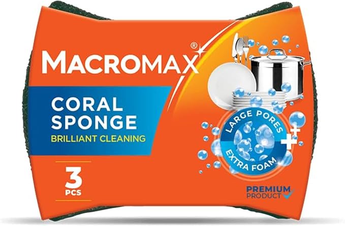 Macromax Coral Sponge – Ergonomic Heavy Duty Scrub Sponge by Macromax