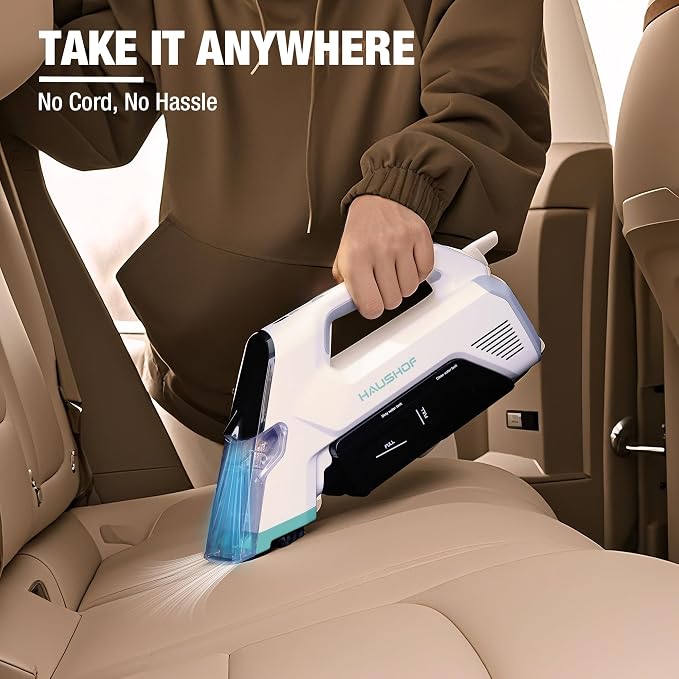 HAUSHOF Handheld Carpet Cleaner, 12V Cordless Portable Carpet Cleaner, 6.5KPa - Image 4
