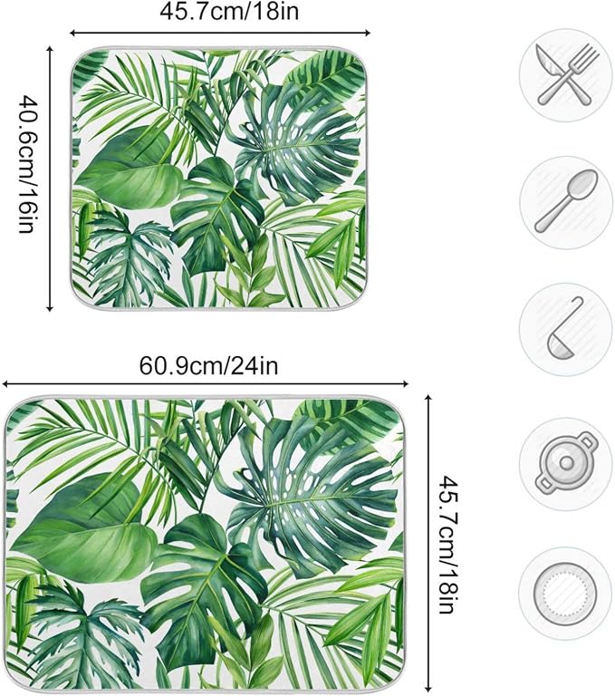 Tropical Palm Leaves Dish Drying Mat - Image 5
