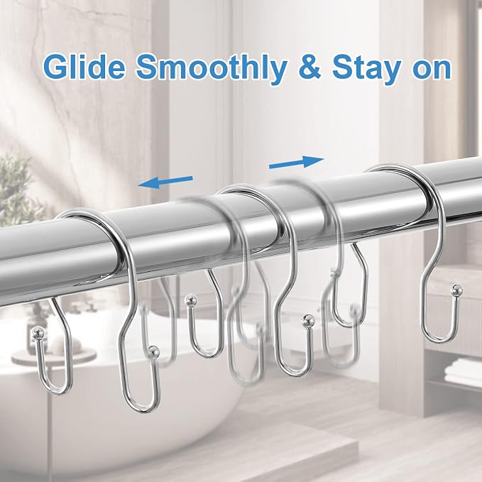 12 Pack Double Shower Curtain Hooks Rings, TENOVEL Double Sided Shower Curtain - Image 6