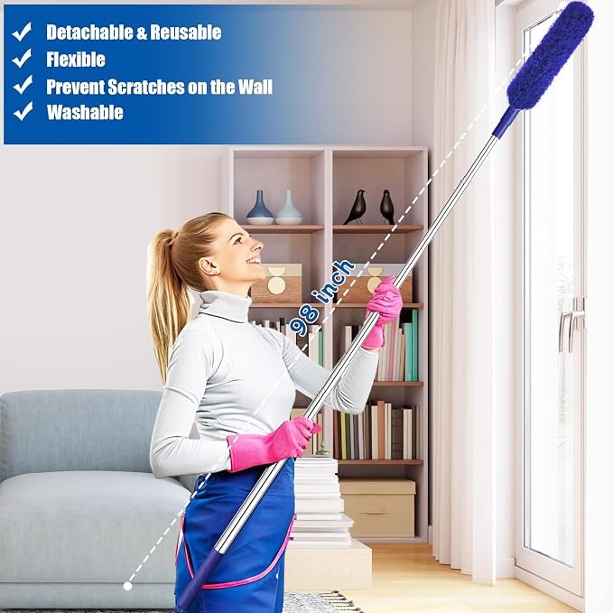 9PCS Dusters for Cleaning, Extendable Microfiber Duster - Image 4